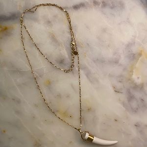 Stella & Dot White & Gold Horn Necklace